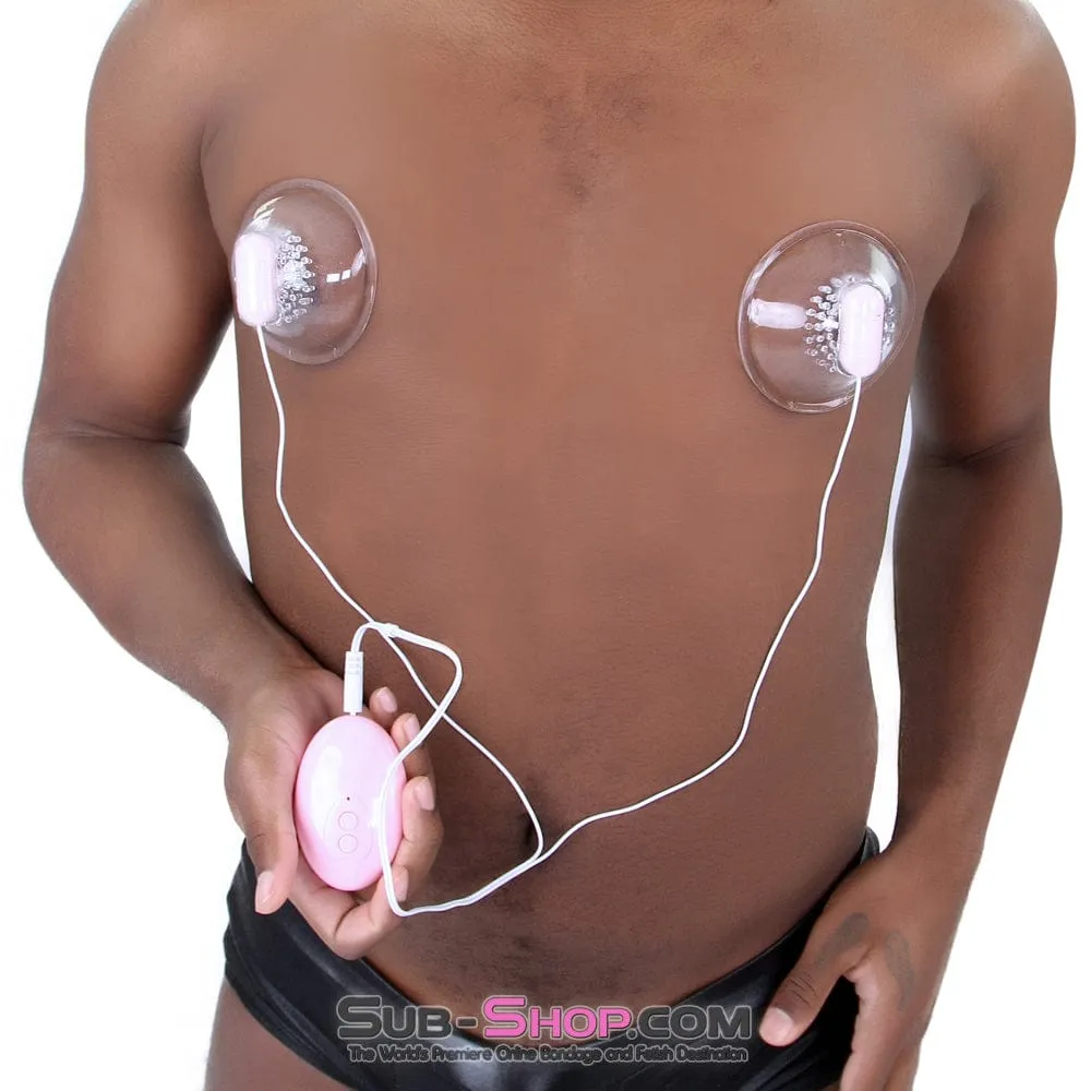 0182E      Pink Vibrating Nipple Stimulator Cups