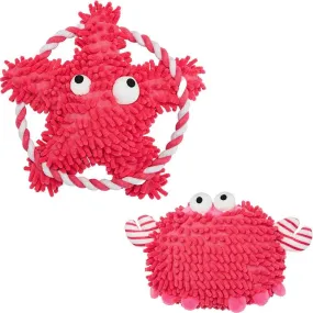 2 Pack, 7 4/5" Sea-star   6" Crab Squeaky Plush Dog Chew Toy for Puppies, Durable Dog Interactive Toys