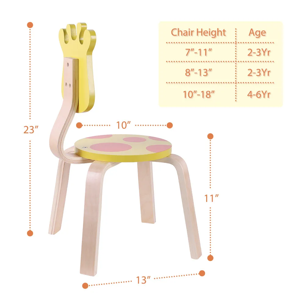 2 PCS Cute Giraffes Wood Animal Kids Chair Sets