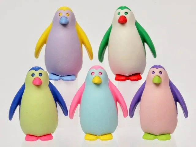 38459 Iwako Colorz Penguin -12 sets of 5 Erasers