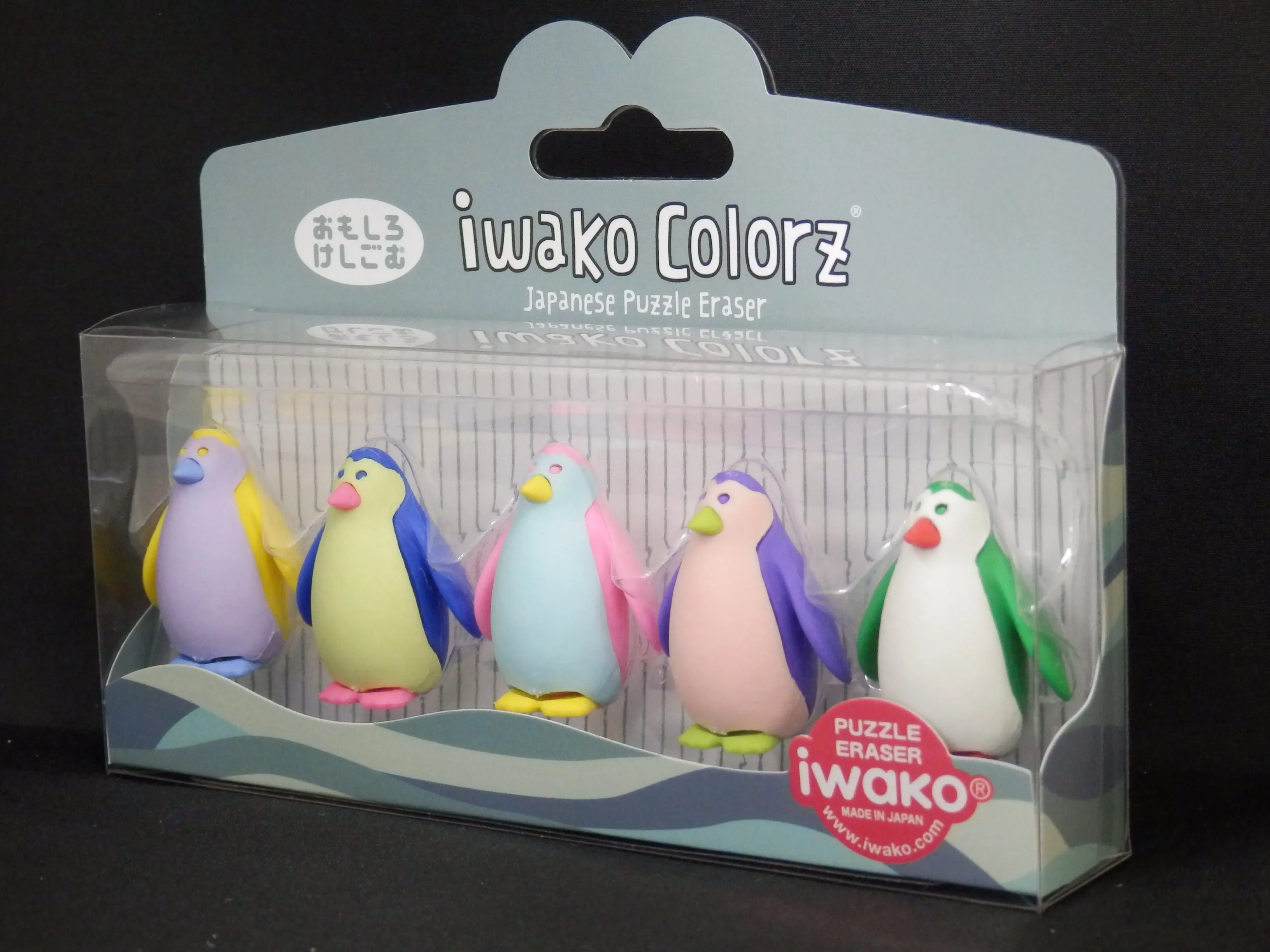 38459 Iwako Colorz Penguin -12 sets of 5 Erasers