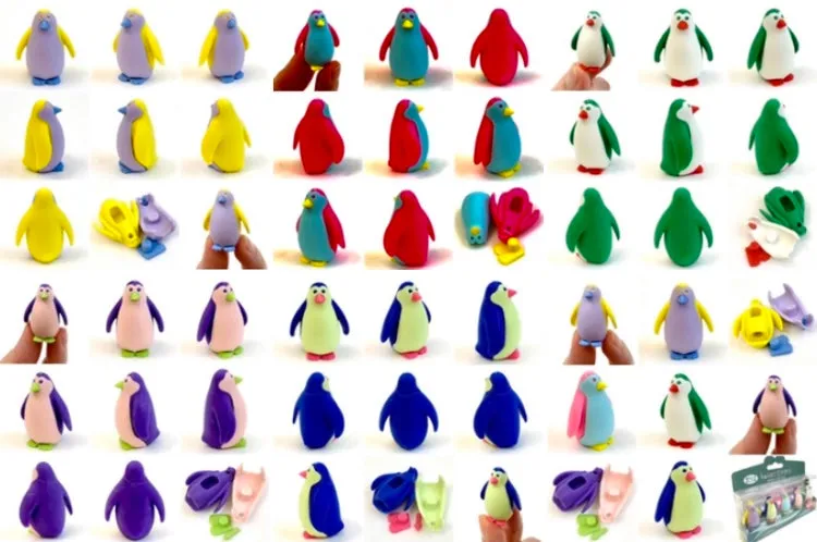 38459 Iwako Colorz Penguin -12 sets of 5 Erasers