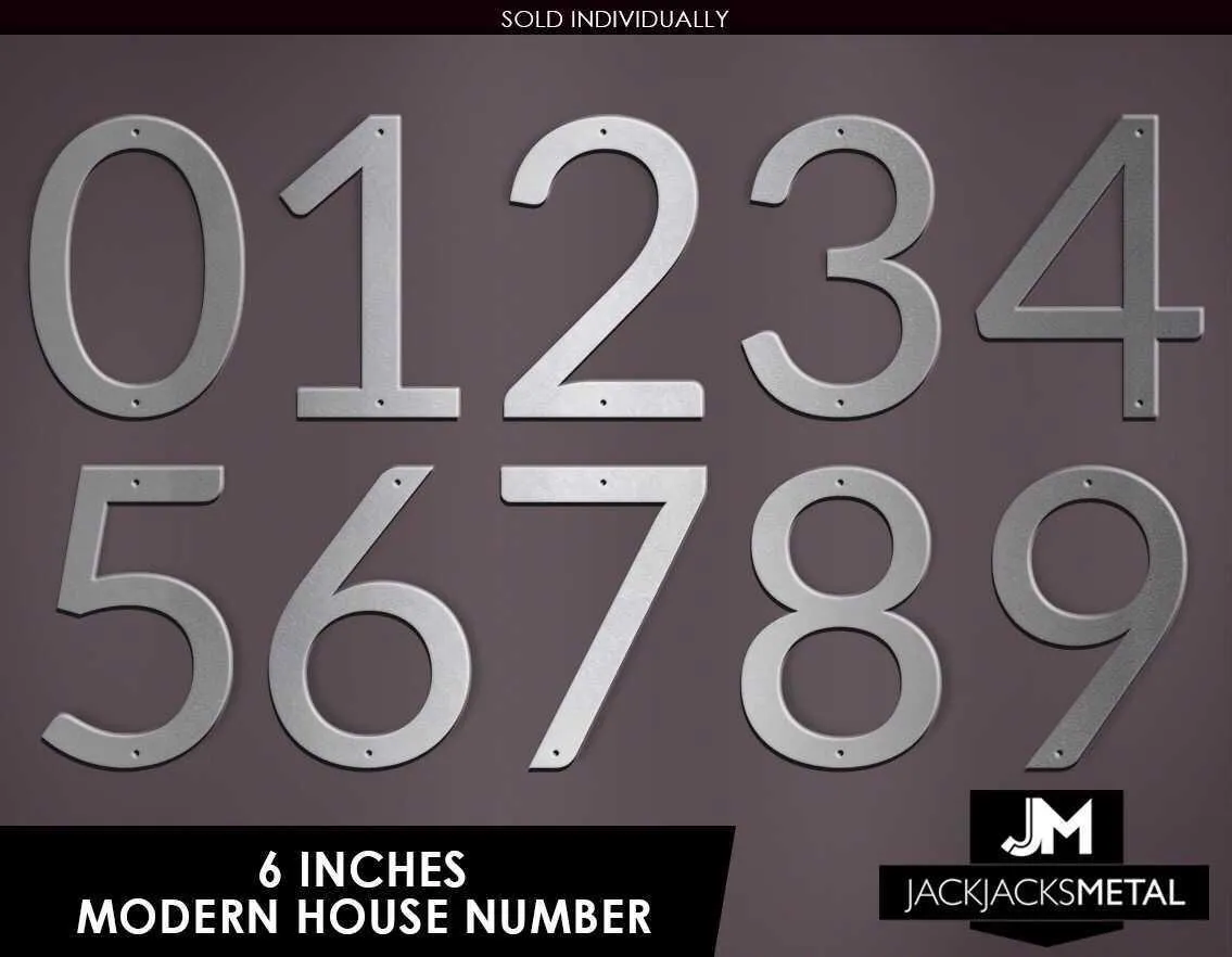 6" Modern Classic Metal Outdoor Address Signage Number - Modern Classic Home Address – Medium Door Numbers