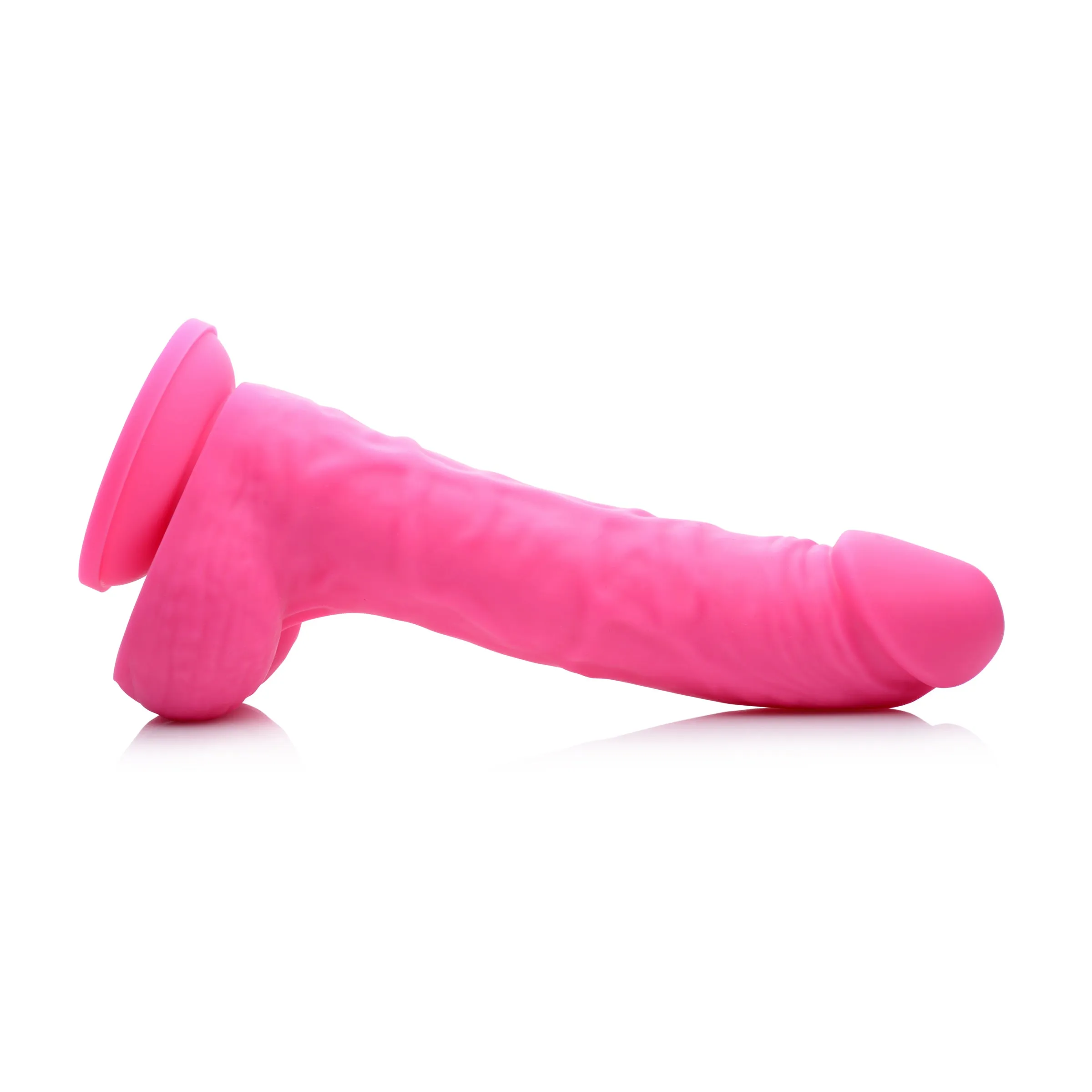 7" Silicone Dildo with Balls - Cherry