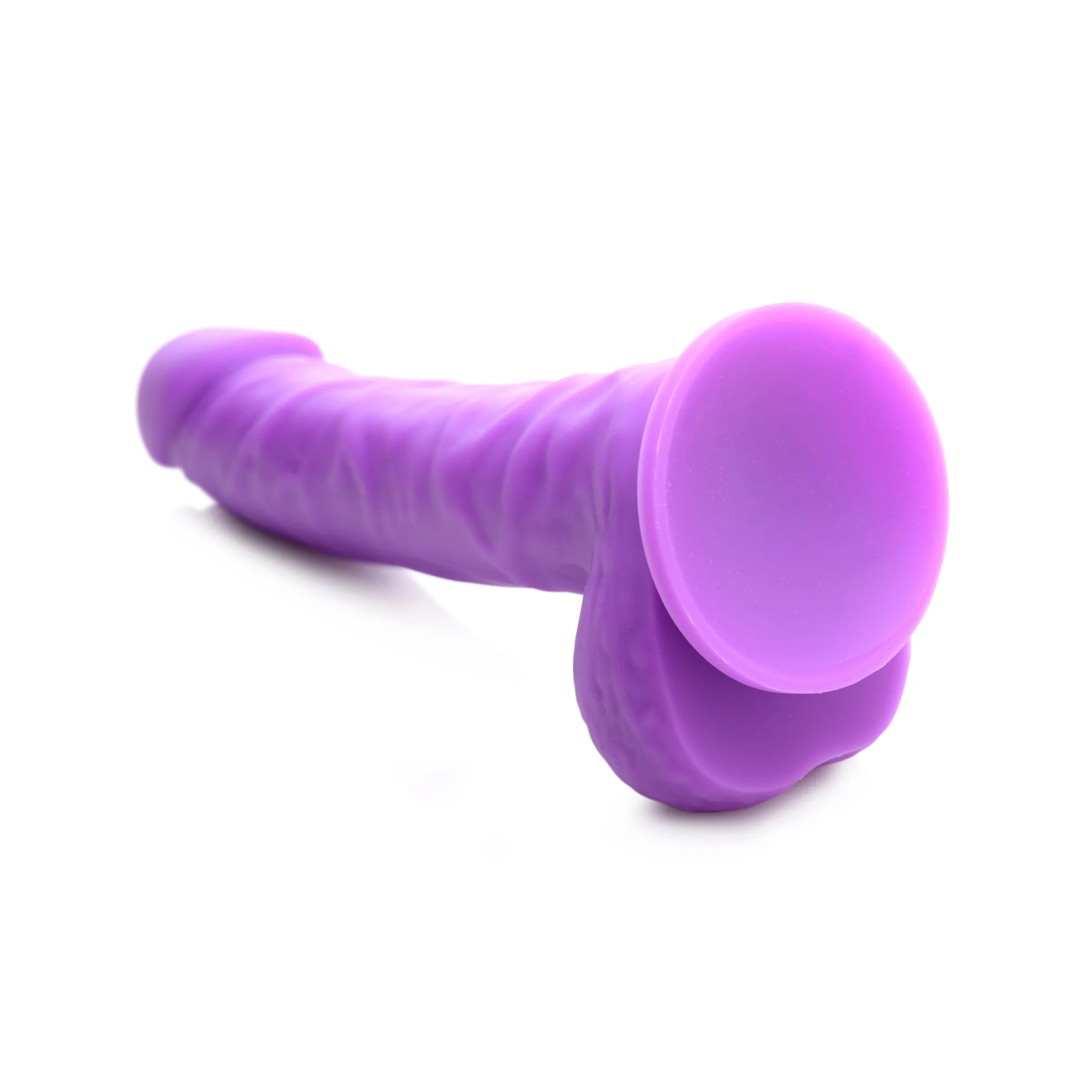 7" Silicone Dildo with Balls - Grape