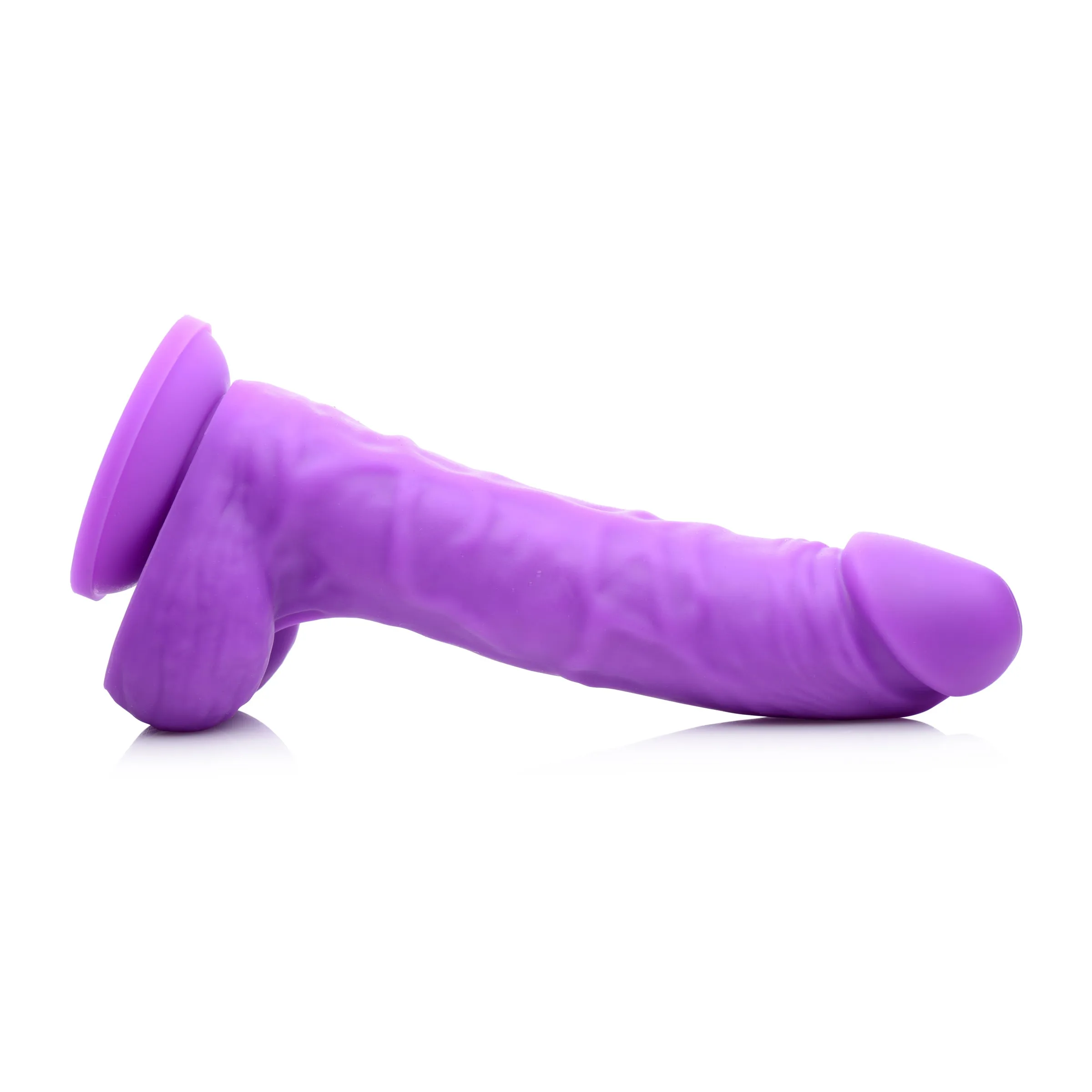 7" Silicone Dildo with Balls - Grape