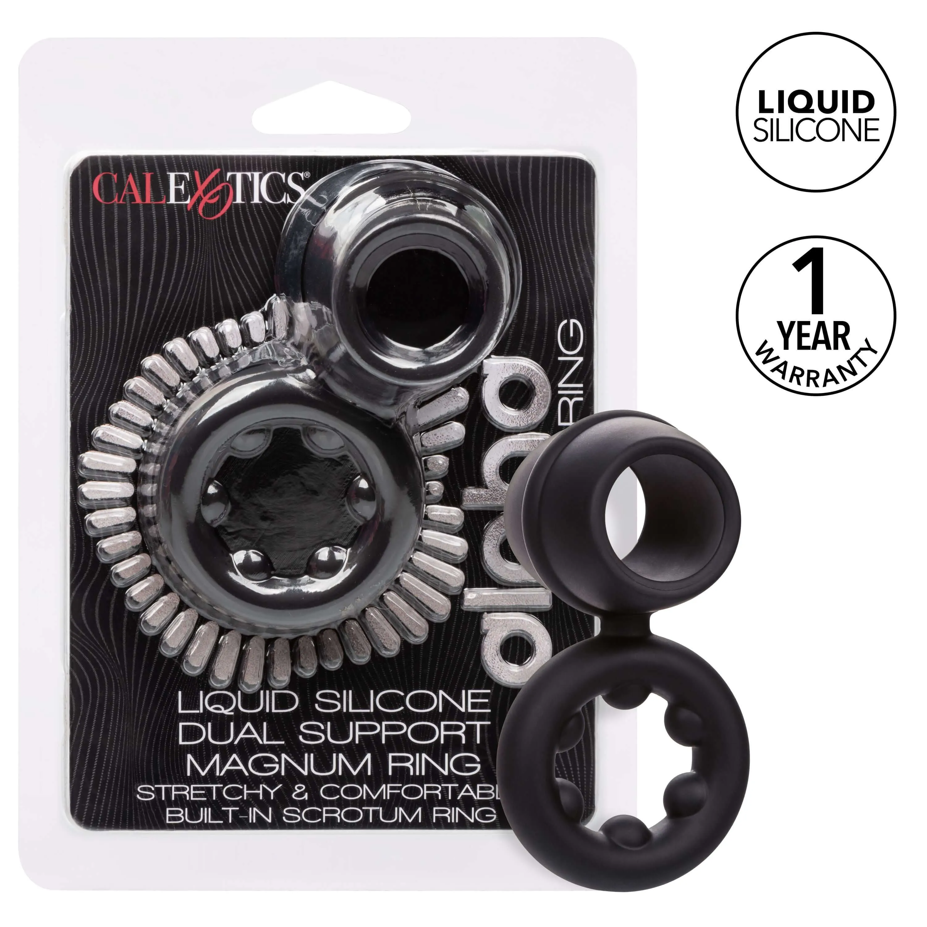 Alpha Liquid Silicone Dual Magnum Cock Ring Black