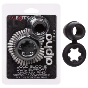 Alpha Liquid Silicone Dual Magnum Cock Ring Black