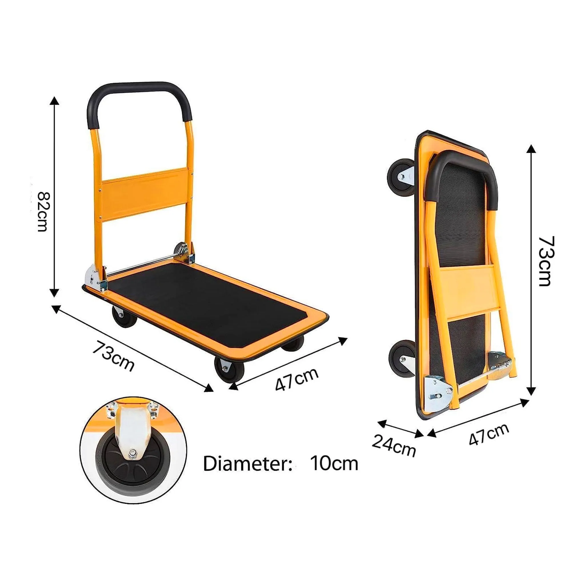 Altex Preferred MFG 4-Wheel Foldable Platform Truck Push Cart with 330lbs Capacity - Yellow