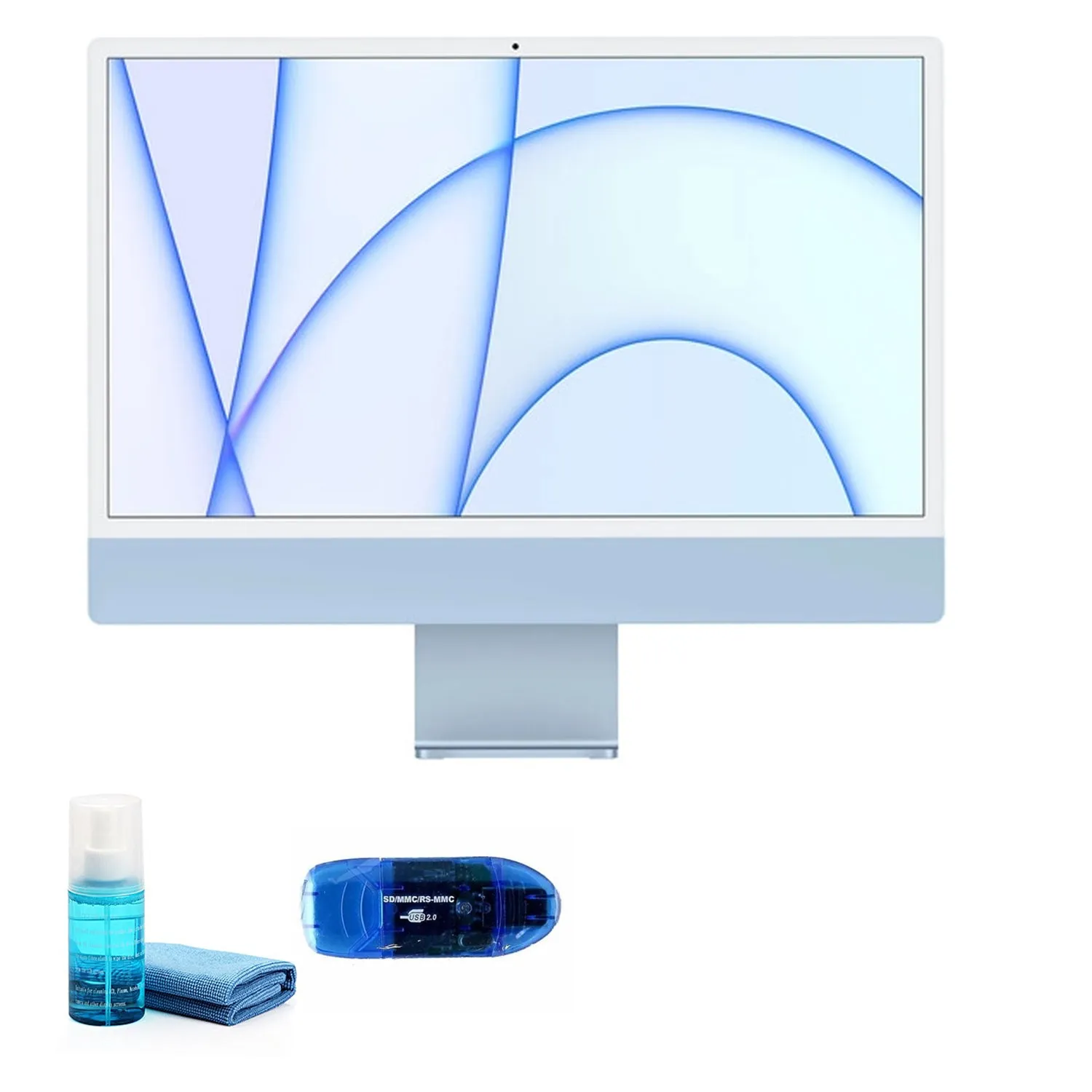 Apple iMac with M1 Chip 24 Inch (Mid 2021, Blue) with Cleaning Kit Bundle