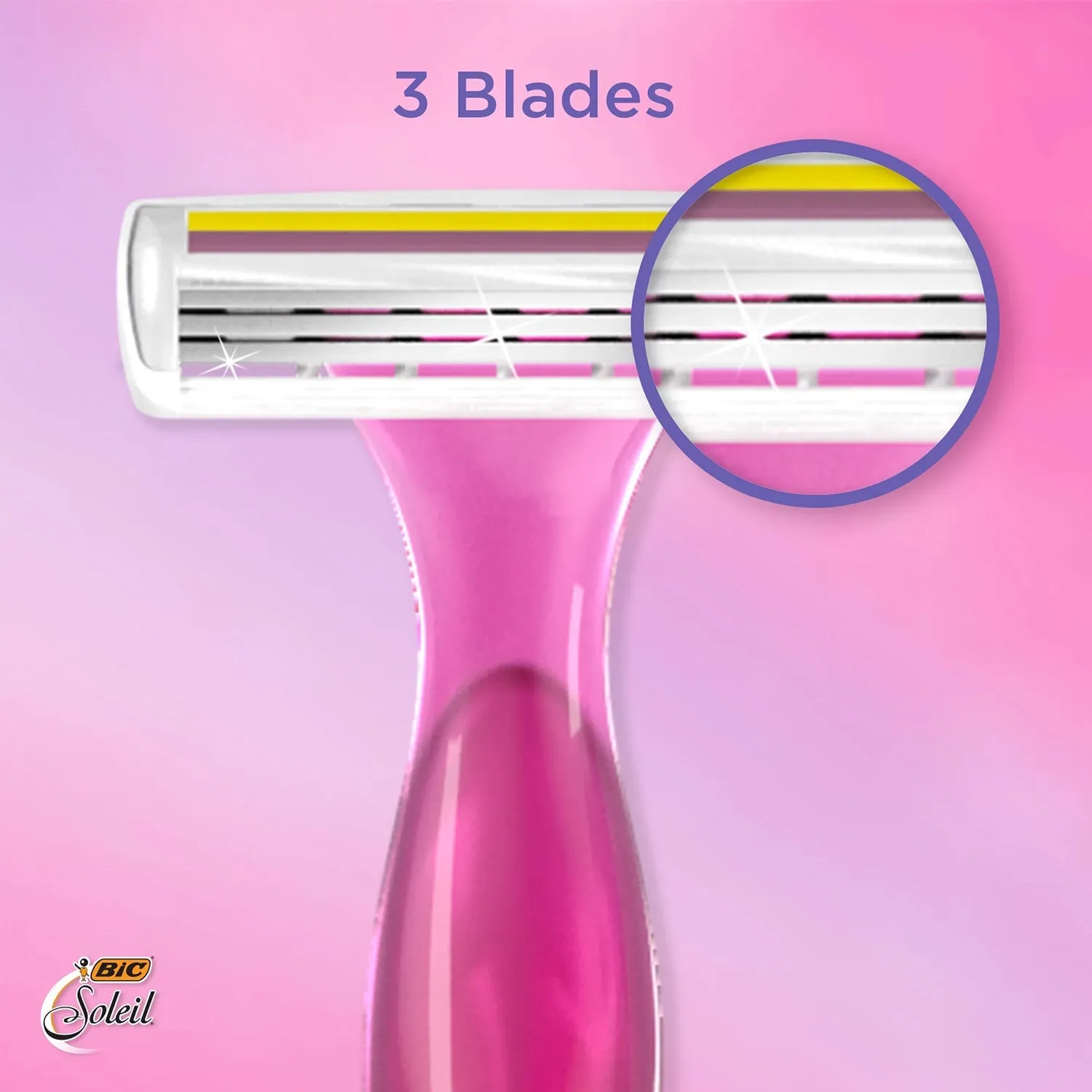 Bic Soleil Smooth Lavender Scent Women's Razors 3 Blades Lames 4 Pack