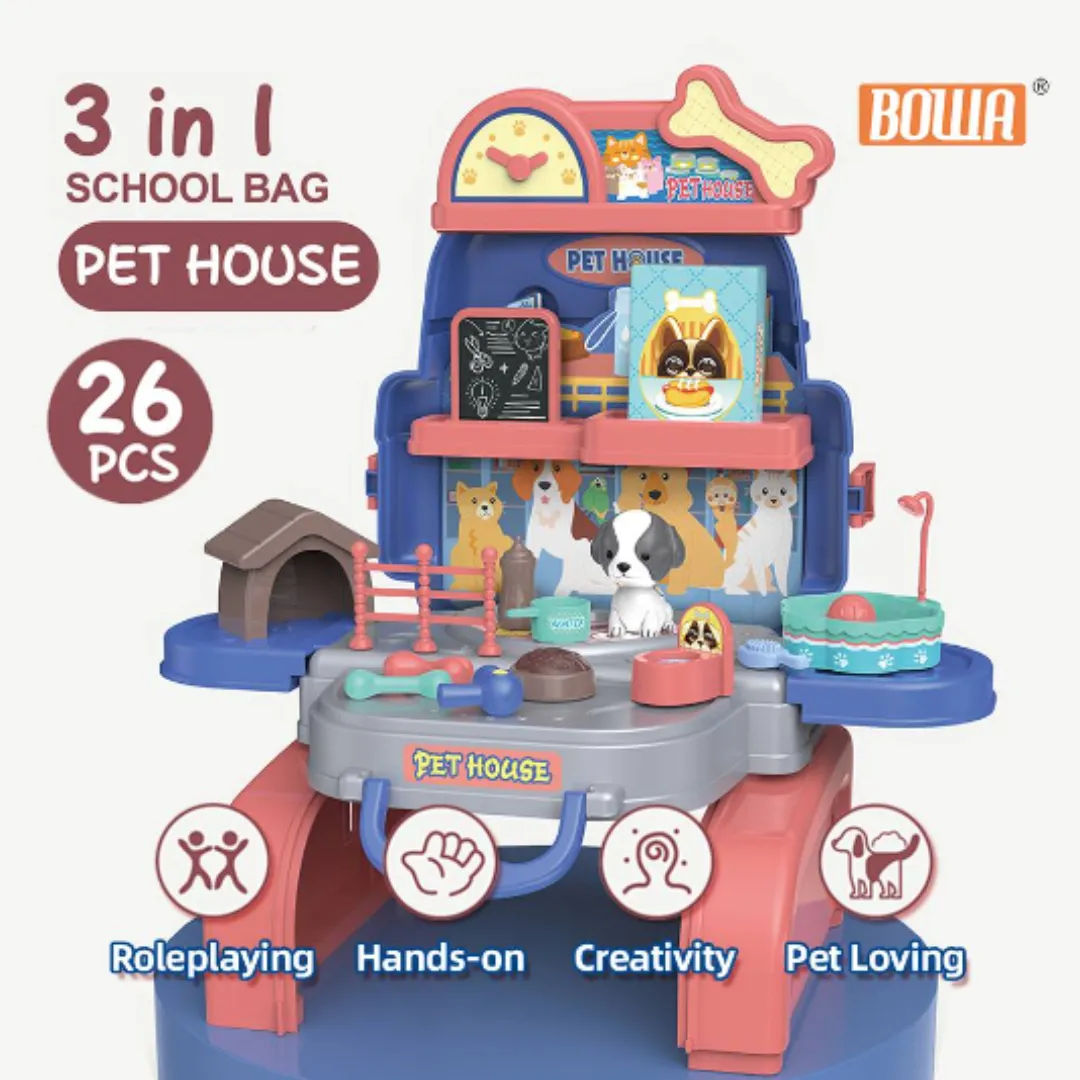 BOWA 3 in 1 Pet House School Bag 3 