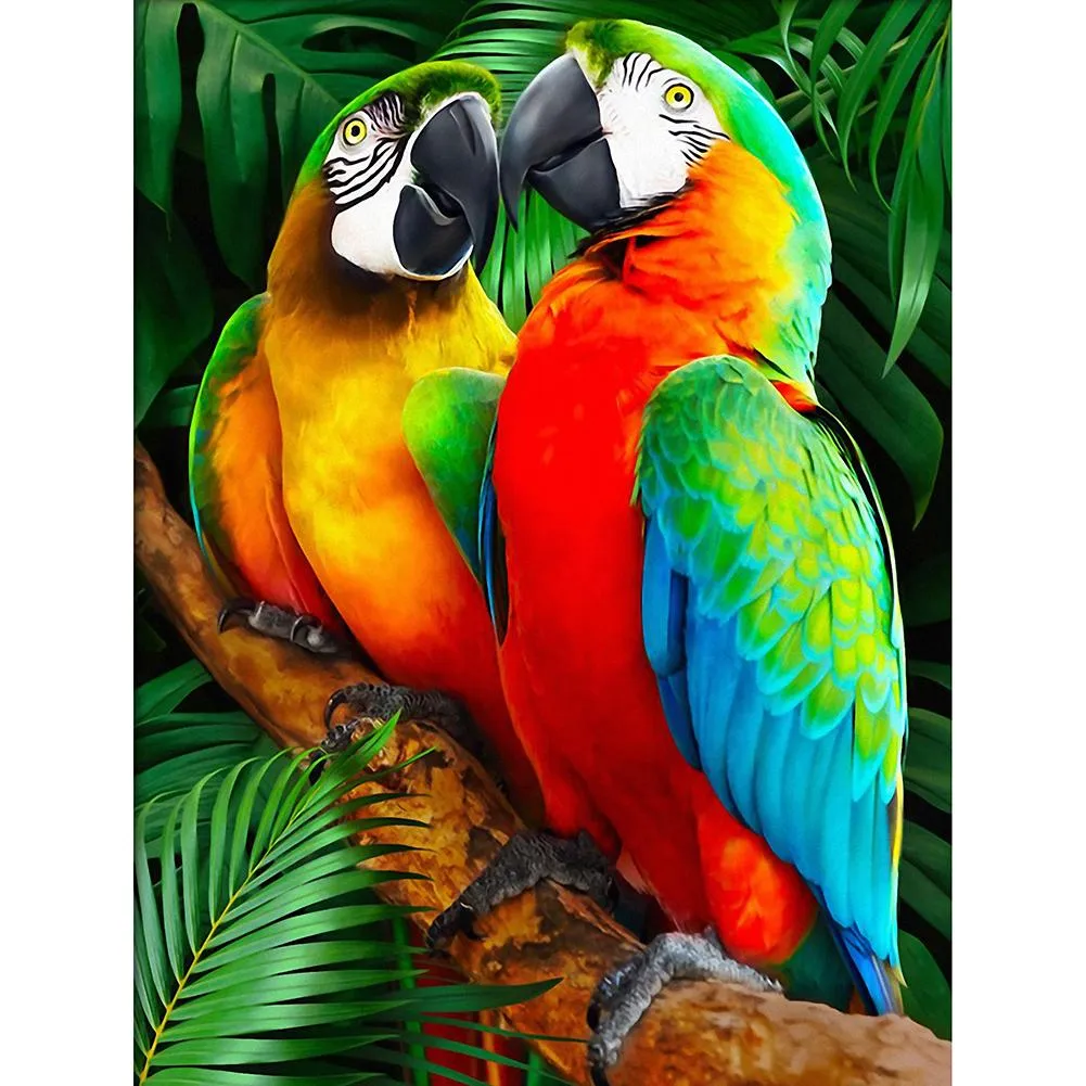 Colorful Parrots - Full Round Diamond - 30x40CM