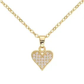 Cubic Zirconia Full Heart Pendant Necklace