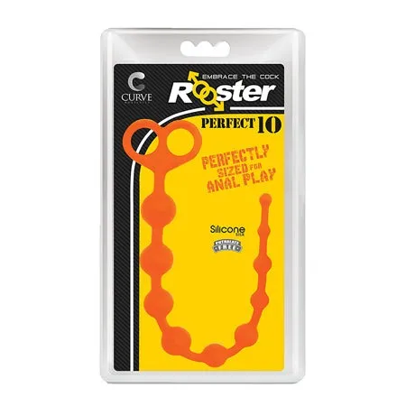 Curve Toys Rooster Perfect 10 Silicone Anal Beads - Orange