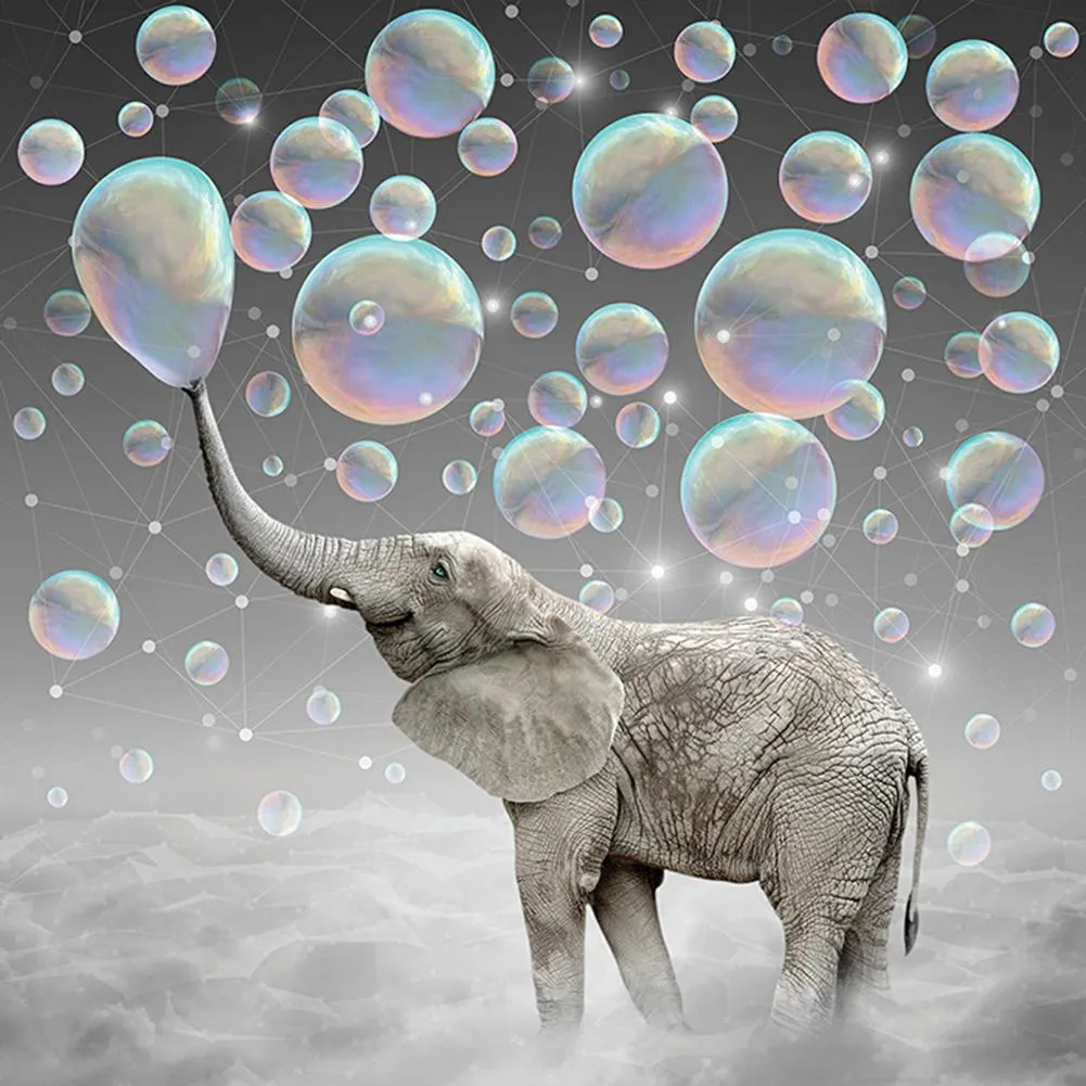 Elephant Bubbling - Full Round Diamond - 30x30cm