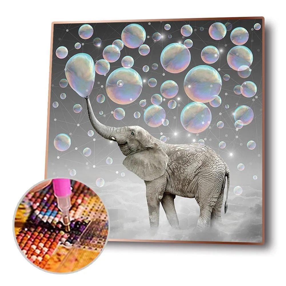 Elephant Bubbling - Full Round Diamond - 30x30cm