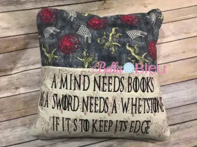 Inspired Game of Thrones 8x12 Dragon Stipple Quilting Motif with Reading Pillow Words Saying Machine Embroidery Design