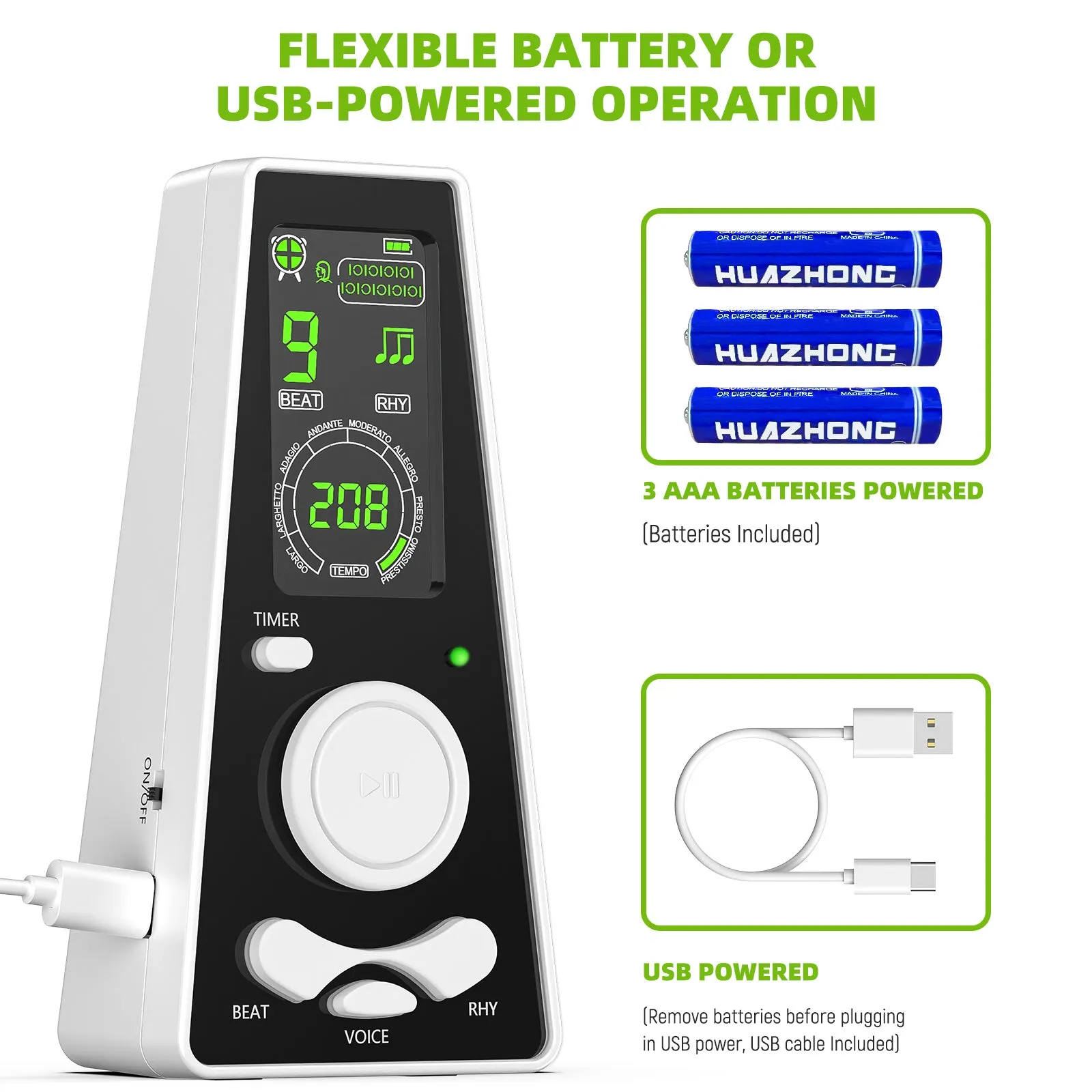 LEKATO Electronic Digital Metronome Timer Tempo Knob