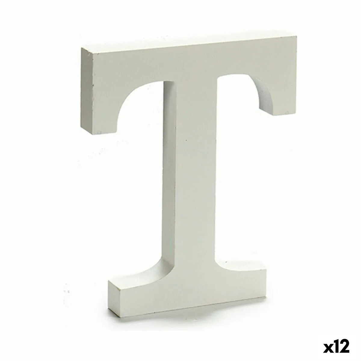 Letter T Wood White (1,8 x 21 x 17 cm) (12 Units)