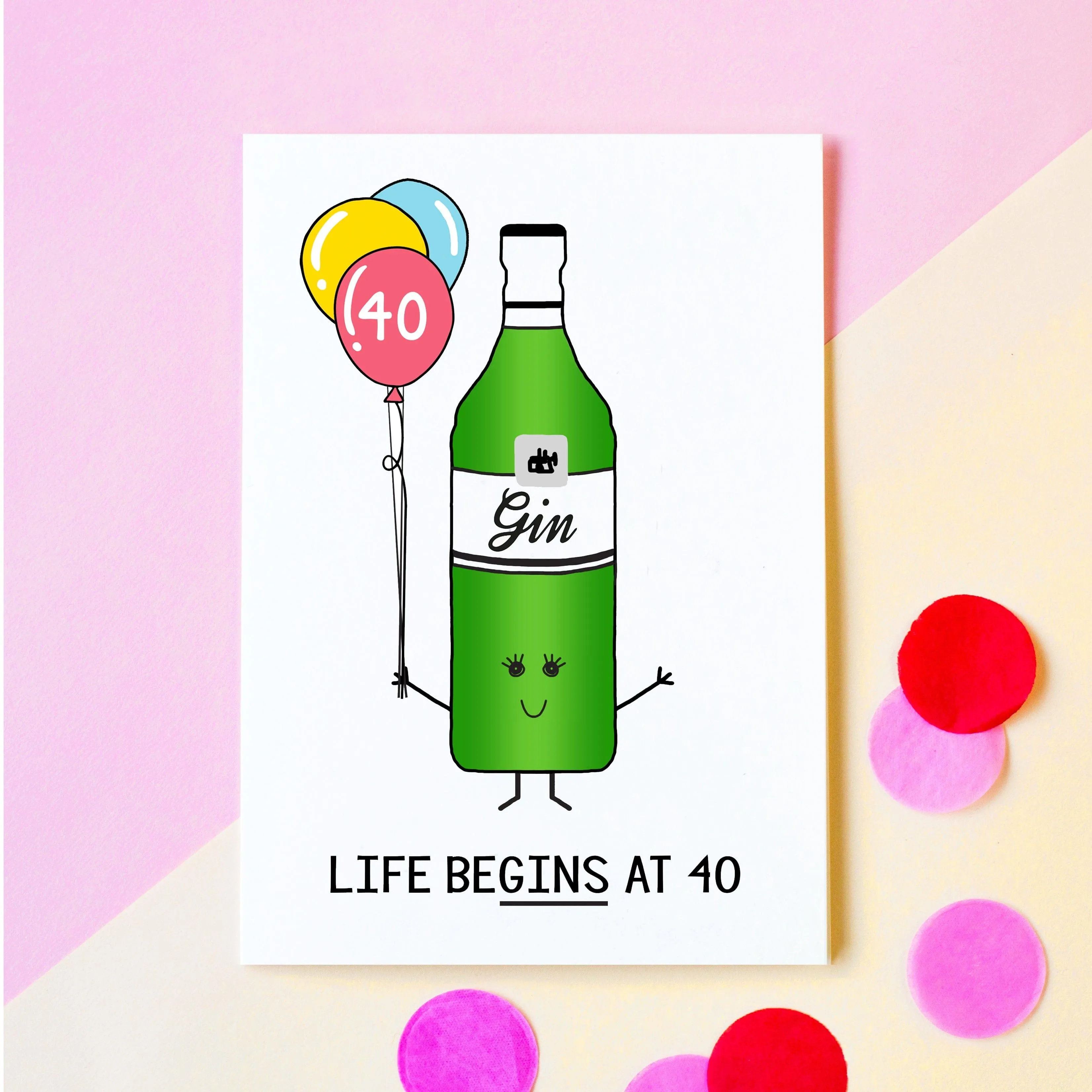 'Life BeGINS at 40!' Funny Gin 40th Birthday Card