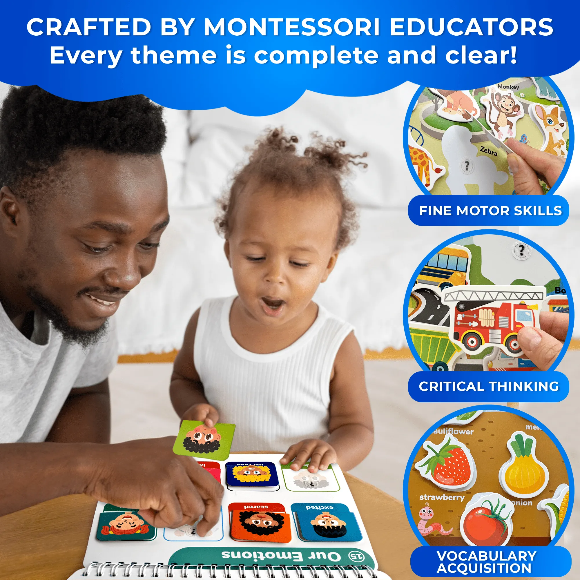 Montessori Busy Book for Toddlers |  Activity Book with Interactive Pages