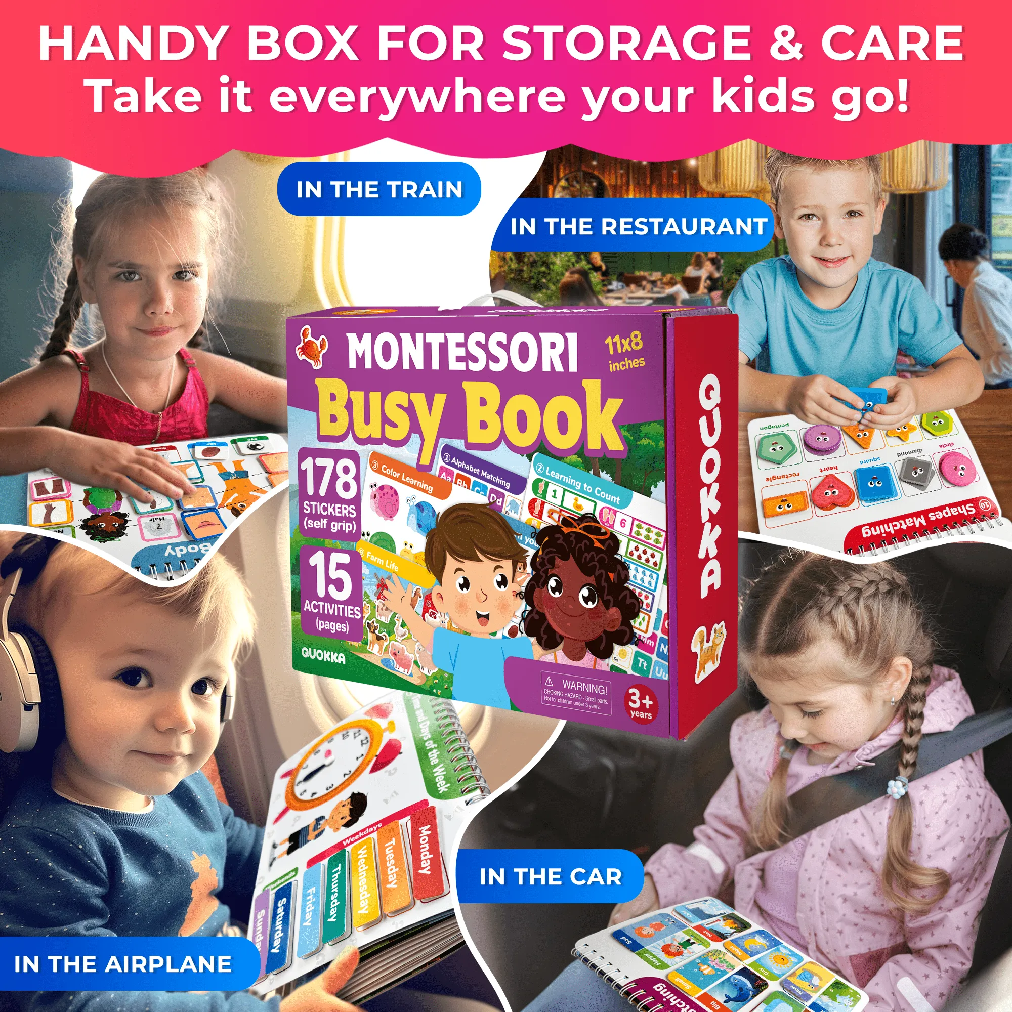 Montessori Busy Book for Toddlers |  Activity Book with Interactive Pages