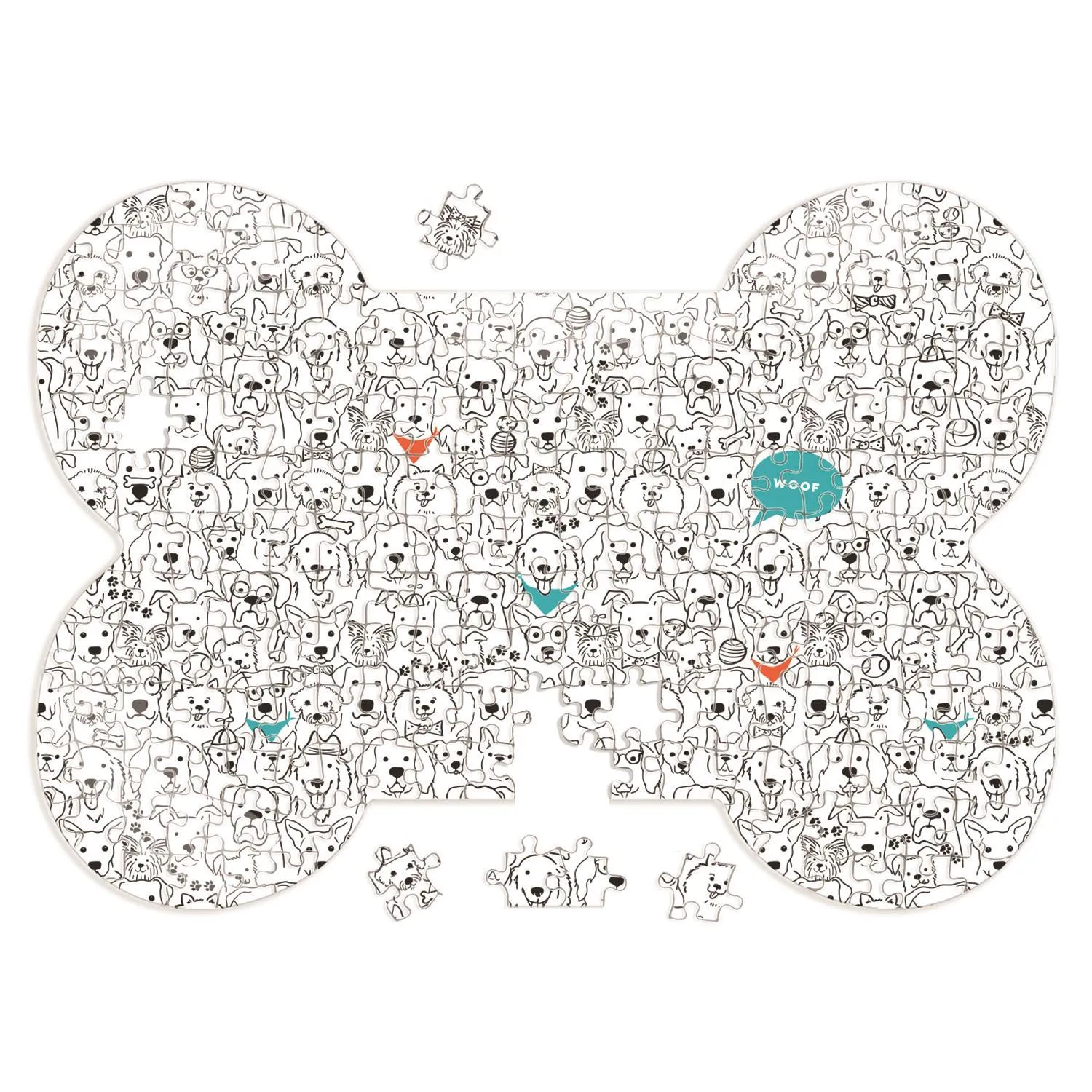 Puzzle :DOG CREW BONE-SHAPED 1000 PIECE JIGSAWPUZZLE