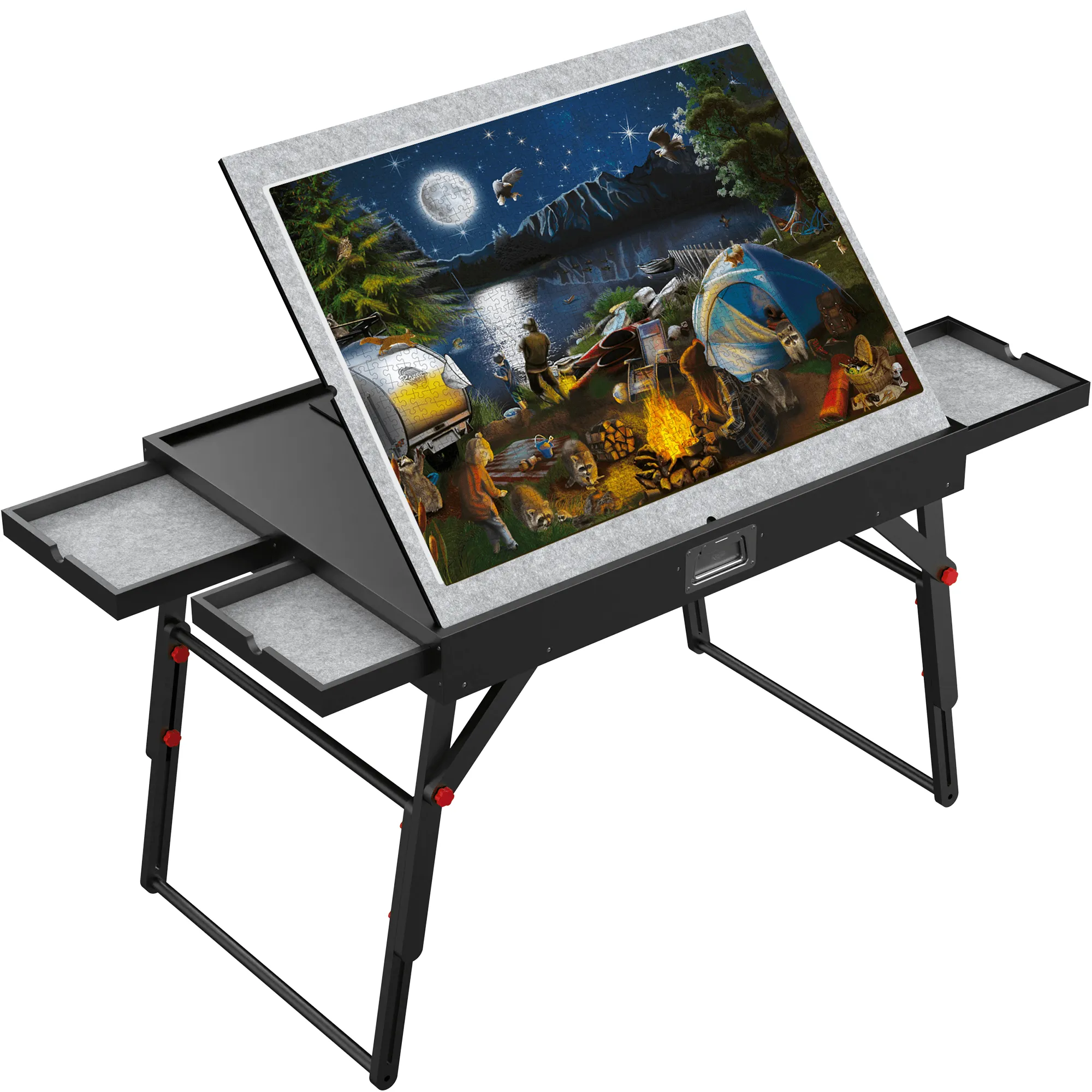 Puzzle Table Black for Adults with Drawers | Foldable Rotatable