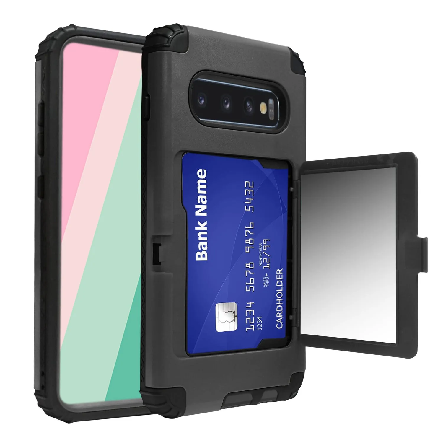 Samsung Galaxy S10  Case - Tough Defender, Card Slot, Mirror