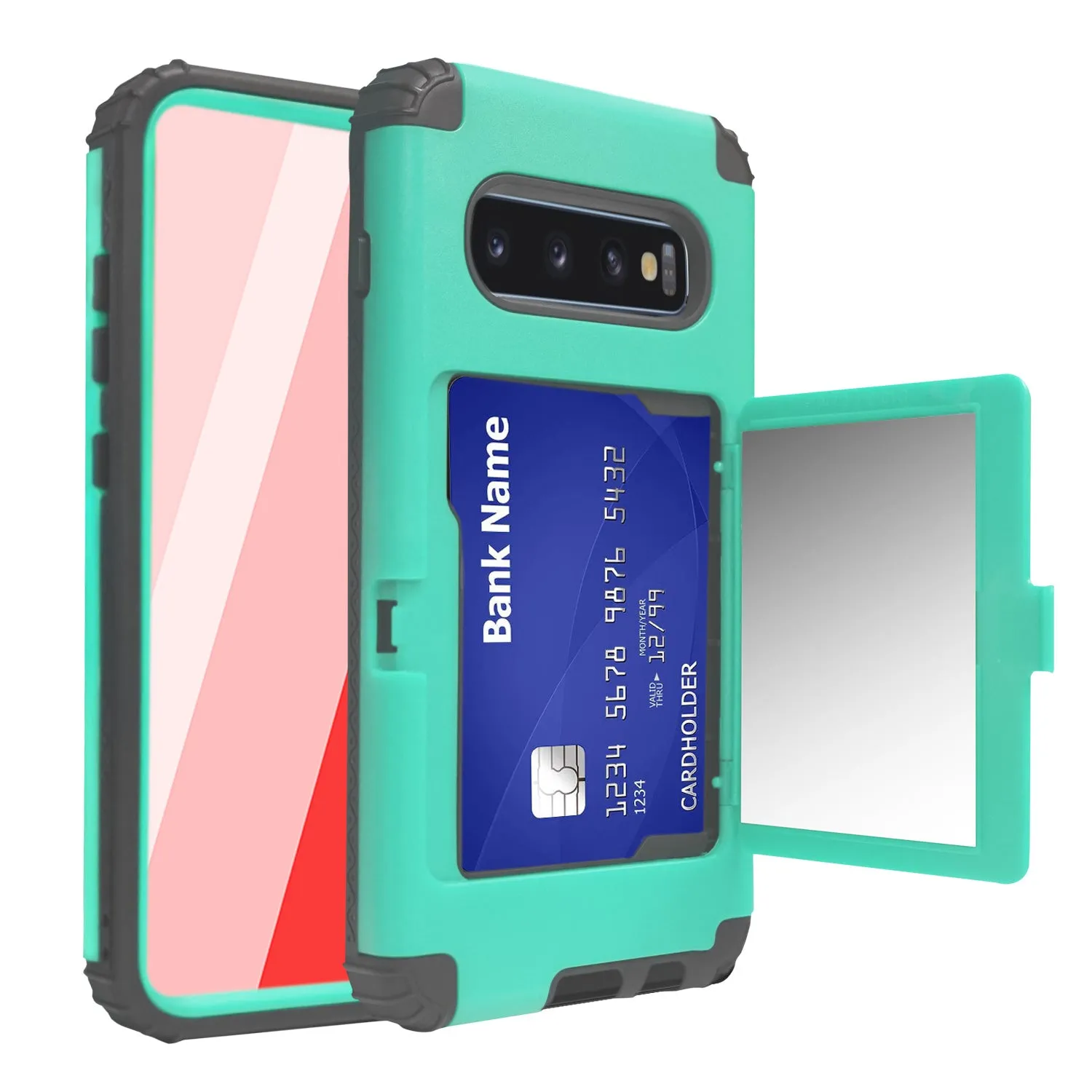 Samsung Galaxy S10  Case - Tough Defender, Card Slot, Mirror