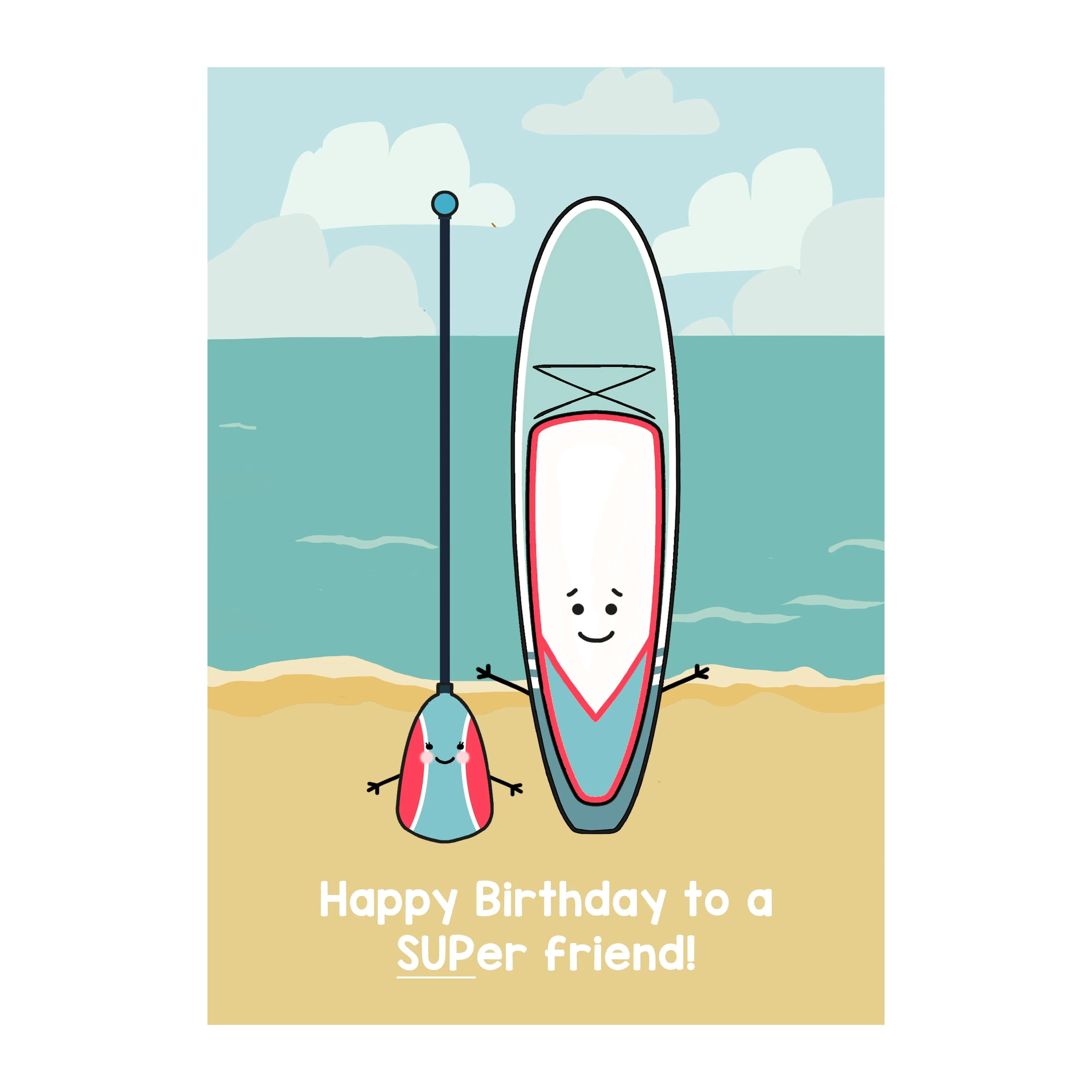 Stand Up Paddle Board Birthday Card For Friend