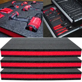 Tool Box Foam 3Pack 22x18x2 inch, Foam Inserts for Cases, Polyethylene Tool Foam Sheets, Drawer Liner Foam, Toolbox Kaizen Organizer and Storage Tool Shadow