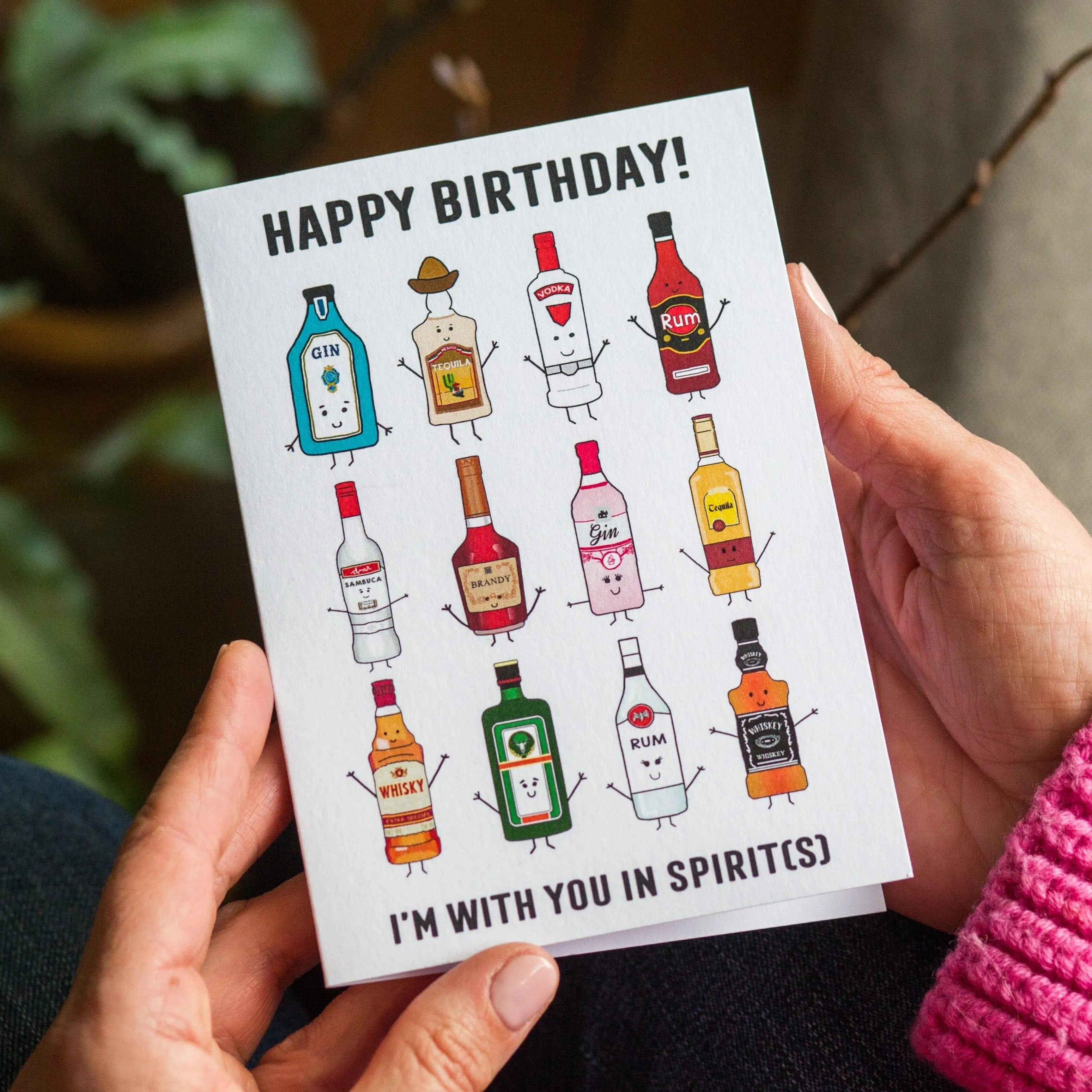 'With you in spirit(s)' Birthday Card