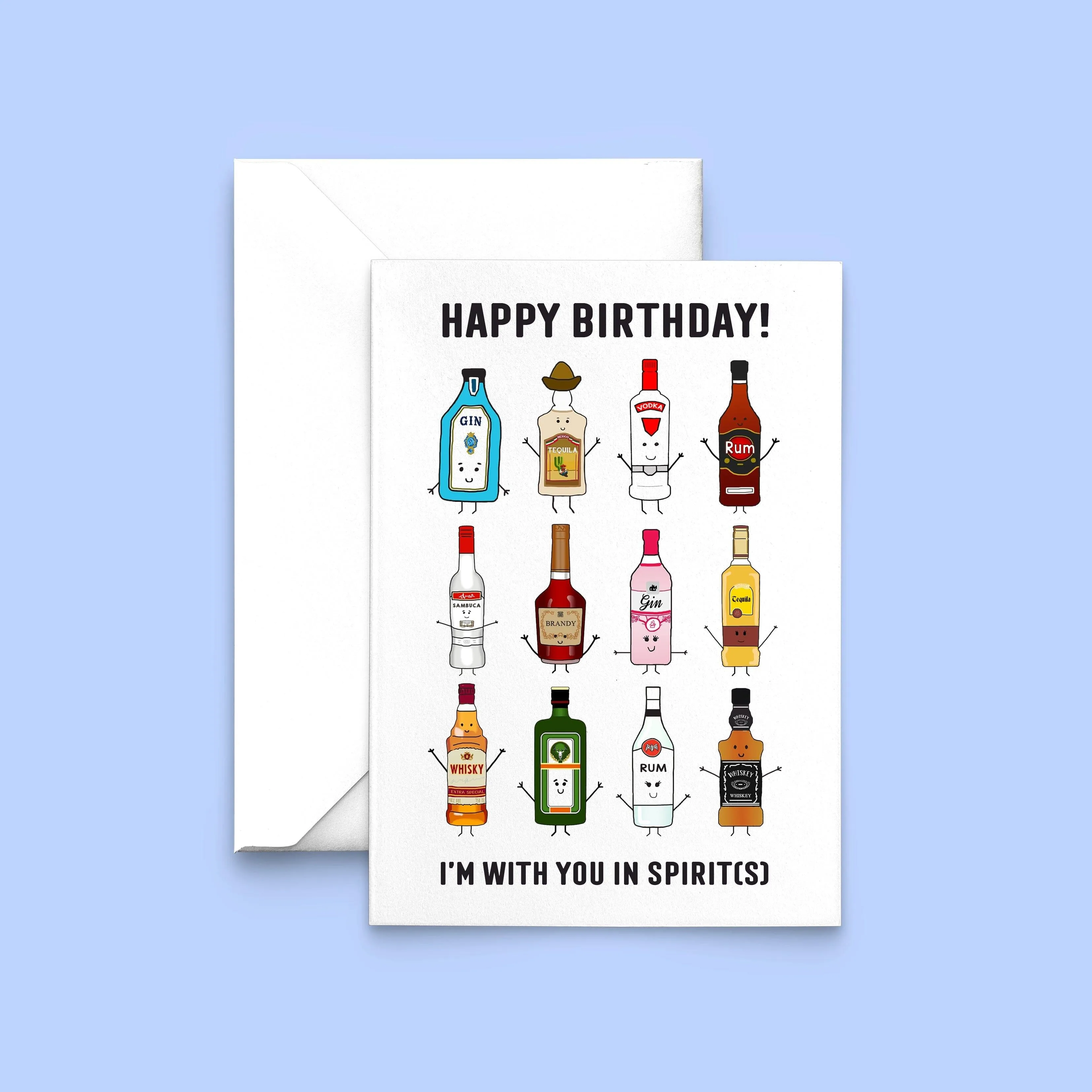 'With you in spirit(s)' Birthday Card