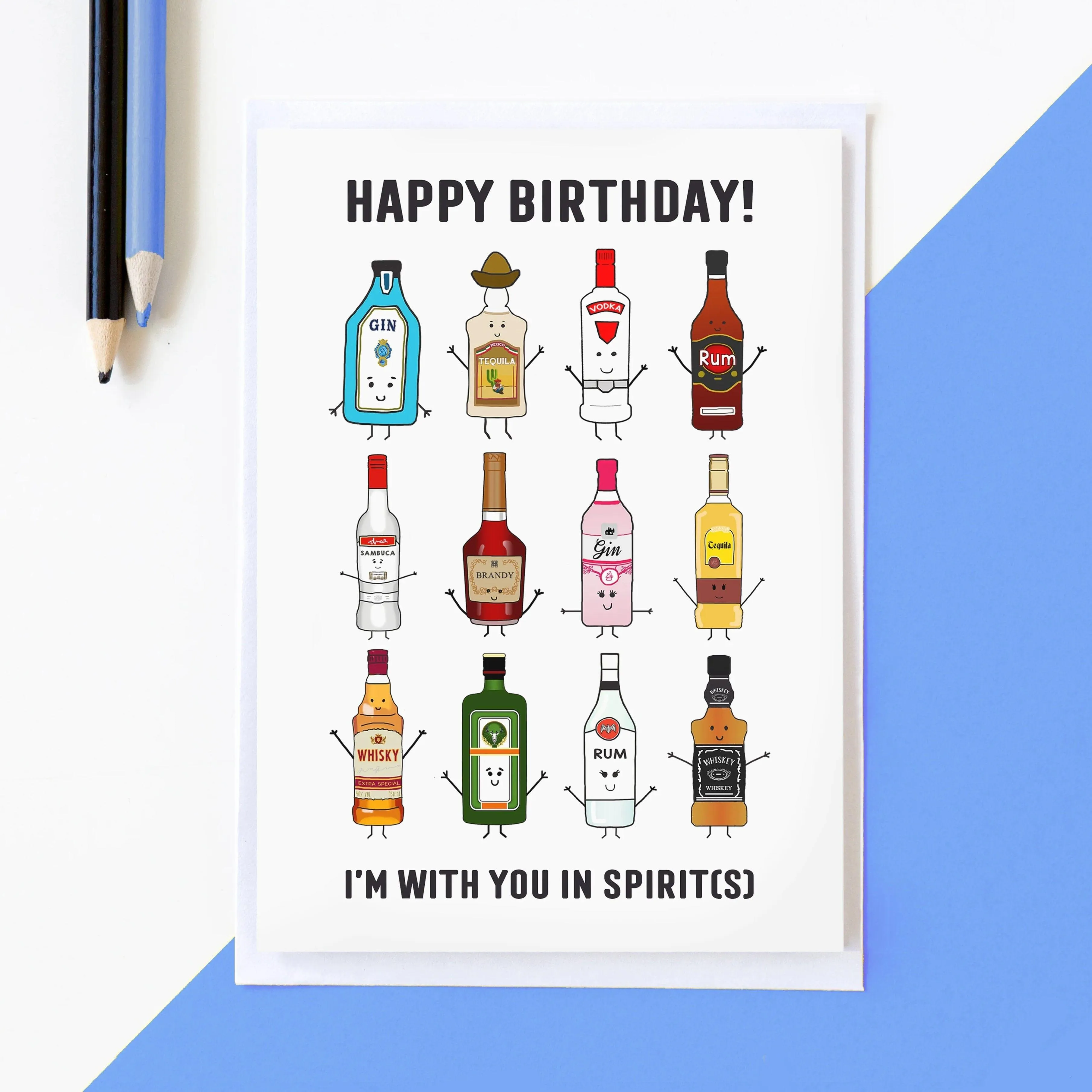 'With you in spirit(s)' Birthday Card