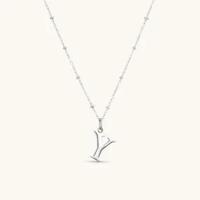 Y Initial Pendant Necklace In Silver