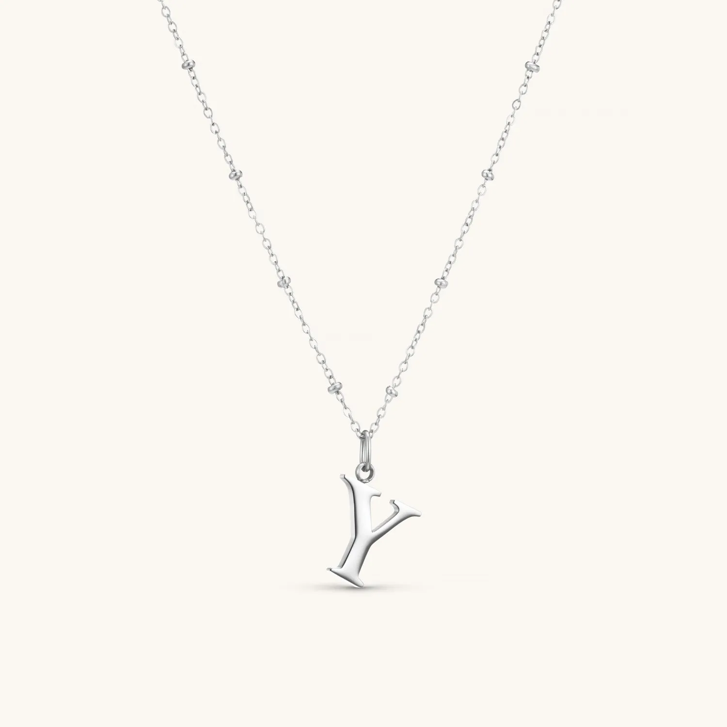 Y Initial Pendant Necklace In Silver